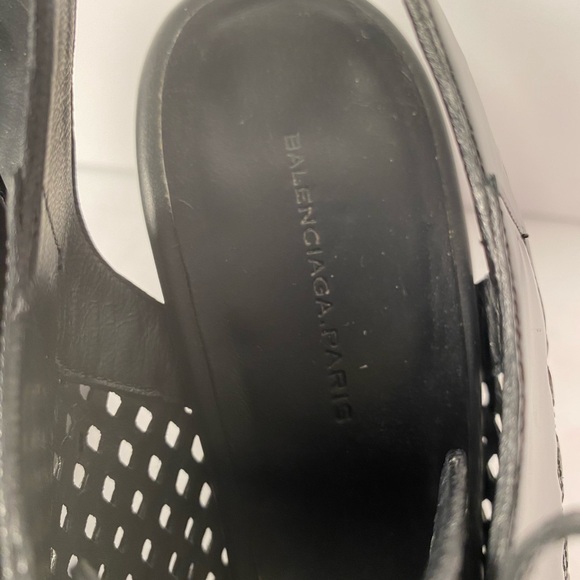 Balenciaga open toe perforated wedge sandals black 38.5 - Picture 6 of 9